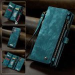 CASEME For Samsung Galaxy S22 Ultra Case 2-in-1 Detachable Magnetic Zipper Wallet Vegan Leather Flip Cover