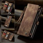 CASEME For Samsung Galaxy S22 Ultra Case 2-in-1 Detachable Magnetic Zipper Wallet Vegan Leather Flip Cover