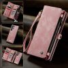 101244721E-1 CASEME For Samsung Galaxy S22 Ultra Case 2-in-1 Detachable Magnetic Zipper Wallet Vegan Leather Flip Cover