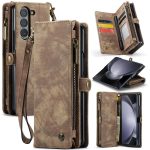 CASEME For Samsung Galaxy Z Fold5 Case 2-in-1 Detachable Magnetic Zipper Wallet Vegan Leather Flip Cover