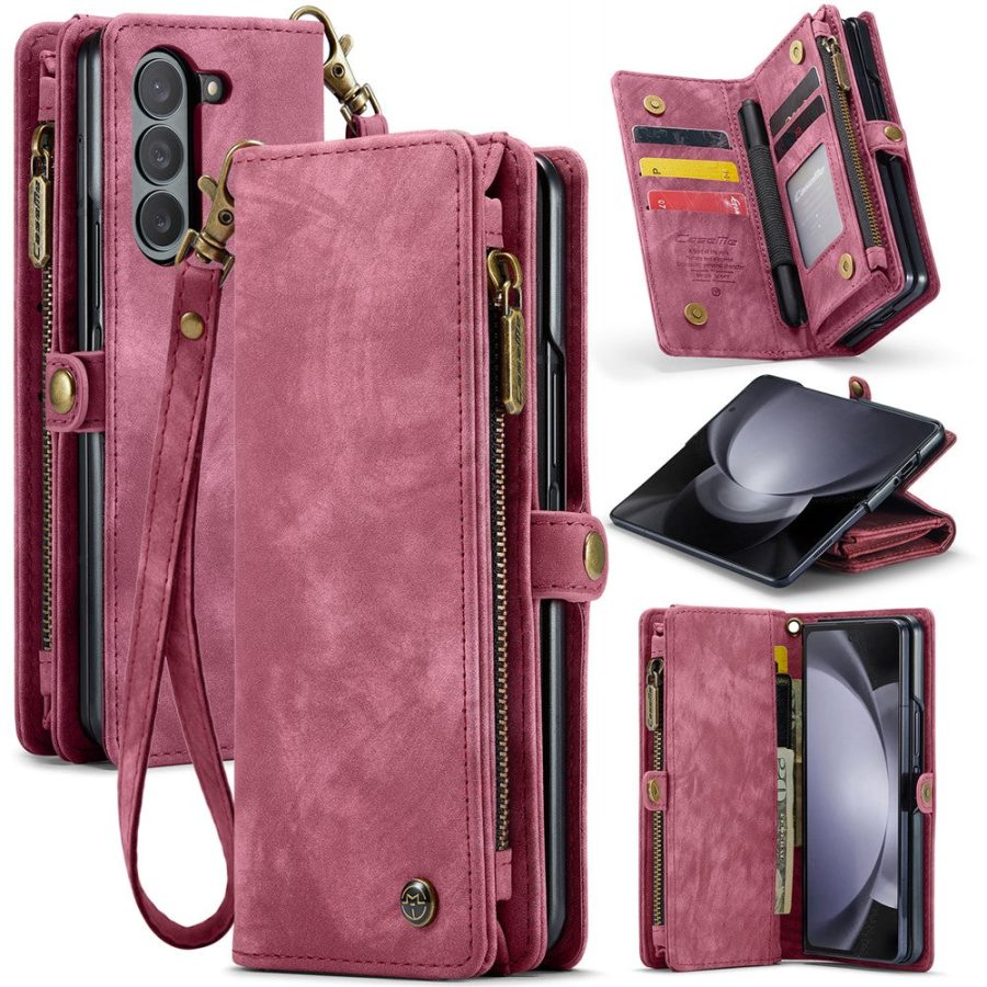 6601103052C-1 CASEME For Samsung Galaxy Z Fold5 Case 2-in-1 Detachable Magnetic Zipper Wallet Vegan Leather Flip Cover