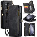 CASEME For Samsung Galaxy Z Fold5 Case 2-in-1 Detachable Magnetic Zipper Wallet Vegan Leather Flip Cover