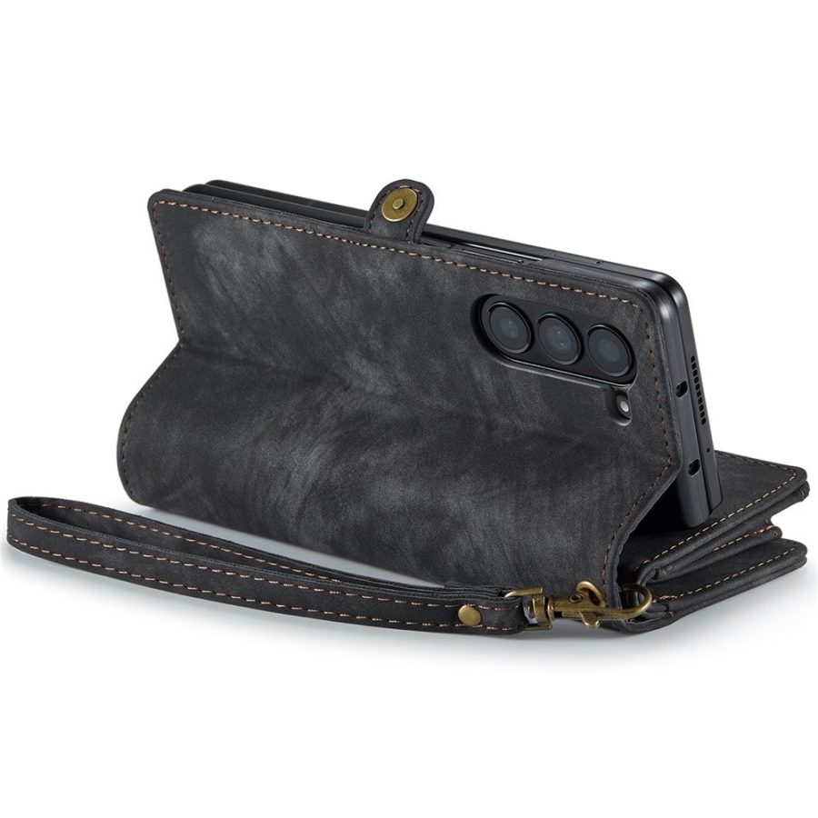 6601103052E-3 CASEME For Samsung Galaxy Z Fold5 Case 2-in-1 Detachable Magnetic Zipper Wallet Vegan Leather Flip Cover