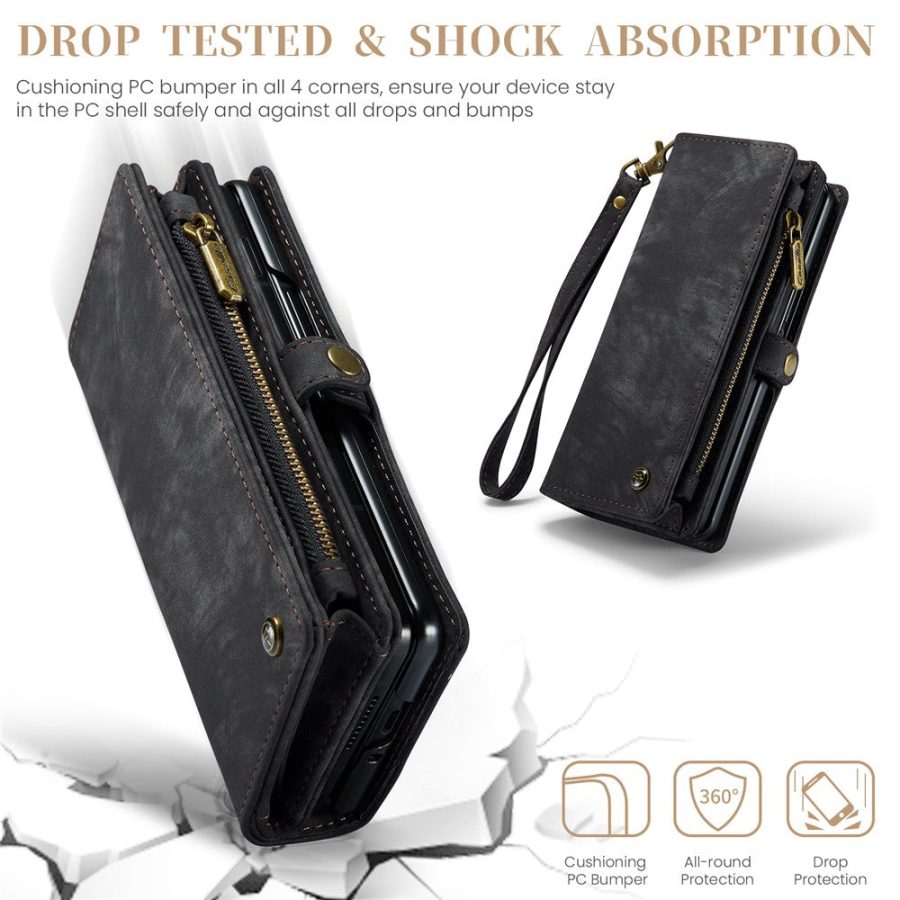 6601103052E-6 CASEME For Samsung Galaxy Z Fold5 Case 2-in-1 Detachable Magnetic Zipper Wallet Vegan Leather Flip Cover