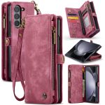 CASEME For Samsung Galaxy Z Fold6 Case 2-in-1 Detachable Magnetic Zipper Wallet Vegan Leather Flip Cover