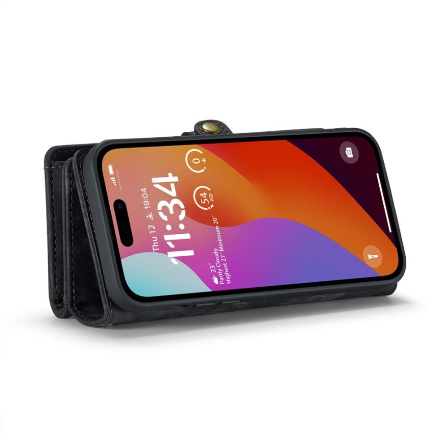 6601114863C-3 CASEME For iPhone 16 Pro Case 2-in-1 Detachable Magnetic Zipper Wallet Vegan Leather Flip Cover