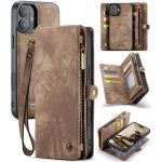 CASEME For iPhone 16 Case 2-in-1 Detachable Magnetic Zipper Wallet Vegan Leather Flip Cover