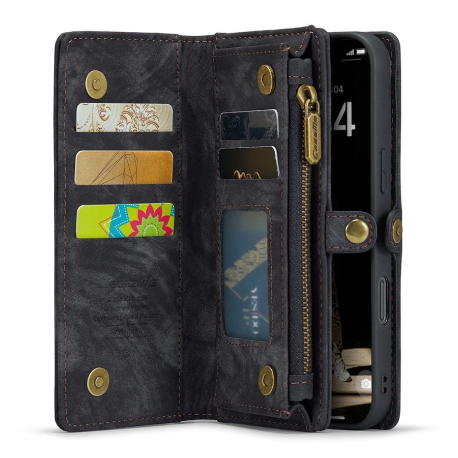 6601116137C-2 CASEME For iPhone 16 Plus Case 2-in-1 Detachable Magnetic Zipper Wallet Vegan Leather Flip Cover