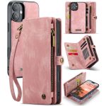 CASEME For iPhone 16 Plus Case 2-in-1 Detachable Magnetic Zipper Wallet Vegan Leather Flip Cover