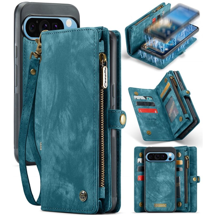 6601117178B-1 CASEME For Google Pixel 9 Pro XL Case 2-in-1 Detachable Magnetic Zipper Wallet Vegan Leather Flip Cover