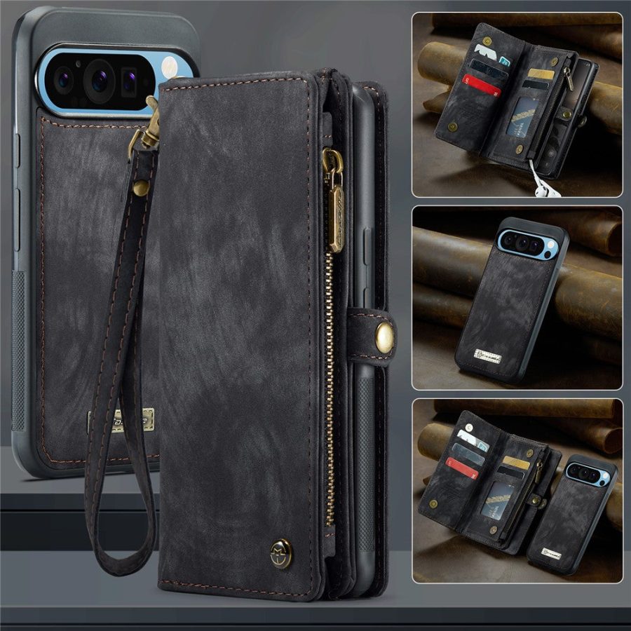 6601117178D-6 CASEME For Google Pixel 9 Pro XL Case 2-in-1 Detachable Magnetic Zipper Wallet Vegan Leather Flip Cover