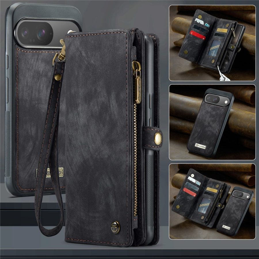6601117179C-6 CASEME For Google Pixel 9 / Pixel 9 Pro Case 2-in-1 Detachable Magnetic Zipper Wallet Vegan Leather Flip Cover