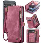CASEME For Google Pixel 9 / Pixel 9 Pro Case 2-in-1 Detachable Magnetic Zipper Wallet Vegan Leather Flip Cover
