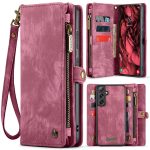 CASEME For Samsung Galaxy S24 FE Case 2-in-1 Detachable Magnetic Zipper Wallet Vegan Leather Flip Cover