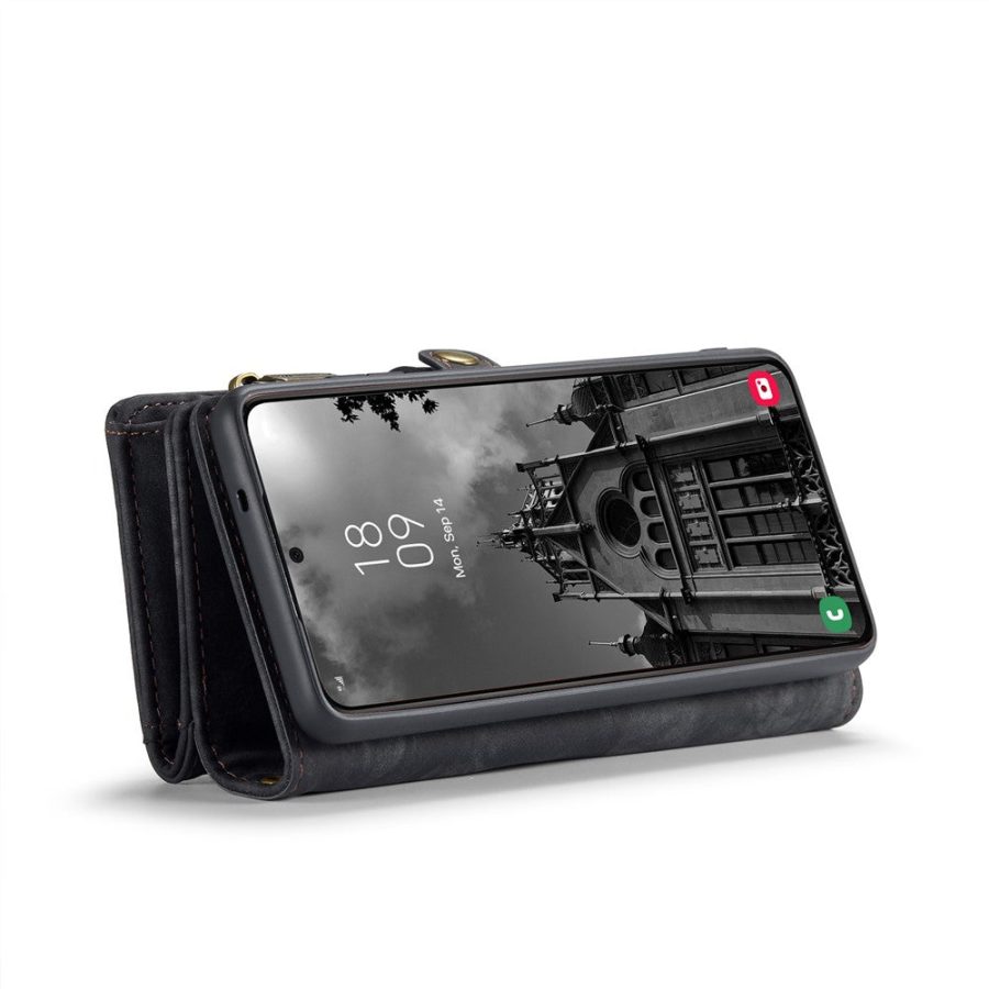 CASEME For Samsung Galaxy S24 FE Case 2-in-1 Detachable Magnetic Zipper Wallet Vegan Leather Flip Cover