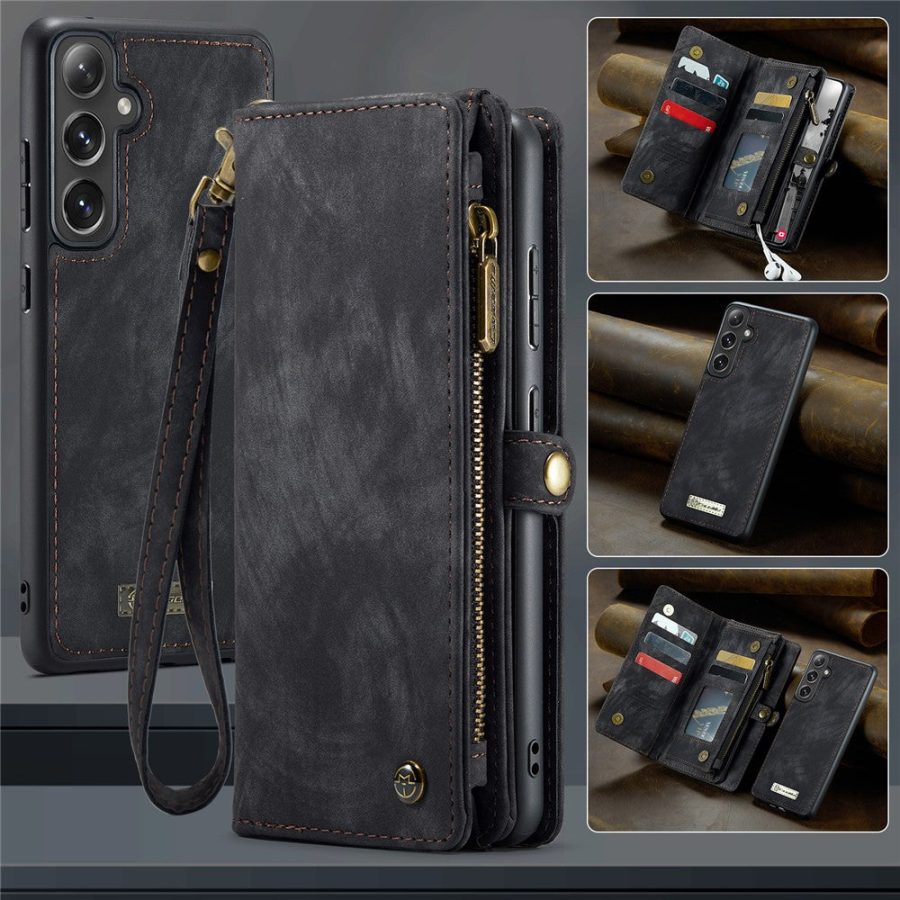 6601136372B-5 CASEME For Samsung Galaxy S25+ Case 2-in-1 Detachable Magnetic Zipper Wallet Vegan Leather Flip Cover