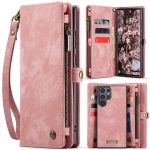 CASEME For Samsung Galaxy S25 Ultra Case 2-in-1 Detachable Magnetic Zipper Wallet Vegan Leather Flip Cover