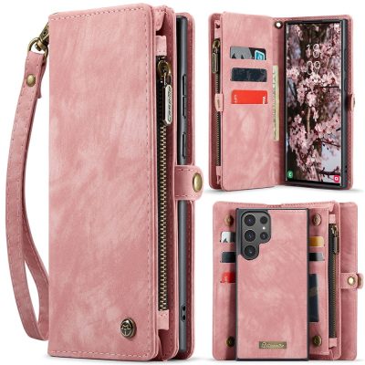 6601136373A-1 CASEME For Samsung Galaxy S25 Ultra Case 2-in-1 Detachable Magnetic Zipper Wallet Vegan Leather Flip Cover
