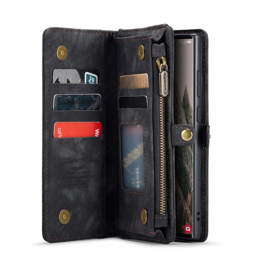 6601136373B-3 CASEME For Samsung Galaxy S25 Ultra Case 2-in-1 Detachable Magnetic Zipper Wallet Vegan Leather Flip Cover