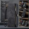 6601136373B-5 CASEME For Samsung Galaxy S25 Ultra Case 2-in-1 Detachable Magnetic Zipper Wallet Vegan Leather Flip Cover