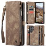 CASEME For Samsung Galaxy S25 Ultra Case 2-in-1 Detachable Magnetic Zipper Wallet Vegan Leather Flip Cover