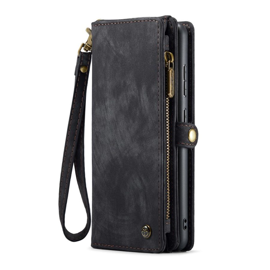 6601136374B-2 CASEME For Samsung Galaxy S25 Case 2-in-1 Detachable Magnetic Zipper Wallet Vegan Leather Flip Cover