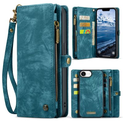 CASEME For iPhone 17e / 16e Case 2-in-1 Detachable Magnetic Zipper Wallet Vegan Leather Flip Cover