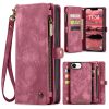 6601143140C-1 CASEME For iPhone 17e / 16e Case 2-in-1 Detachable Magnetic Zipper Wallet Vegan Leather Flip Cover