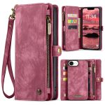 CASEME For iPhone 17e / 16e Case 2-in-1 Detachable Magnetic Zipper Wallet Vegan Leather Flip Cover