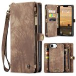 CASEME For iPhone 17e / 16e Case 2-in-1 Detachable Magnetic Zipper Wallet Vegan Leather Flip Cover