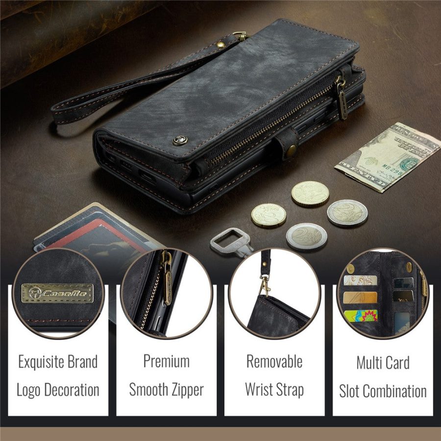 6601146715B-8 CASEME For Google Pixel 9a Case 2-in-1 Detachable Magnetic Zipper Wallet Vegan Leather Flip Cover