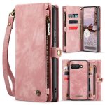CASEME For Google Pixel 9a Case 2-in-1 Detachable Magnetic Zipper Wallet Vegan Leather Flip Cover