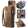 CASEME For iPhone 14 Case 2-in-1 Detachable Magnetic Zipper Wallet Vegan Leather Flip Cover