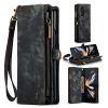 660114804A-1 CASEME For Samsung Galaxy Z Fold4 Case 2-in-1 Detachable Magnetic Zipper Wallet Vegan Leather Flip Cover