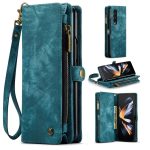 CASEME For Samsung Galaxy Z Fold4 Case 2-in-1 Detachable Magnetic Zipper Wallet Vegan Leather Flip Cover