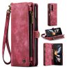 660114804D-1 CASEME For Samsung Galaxy Z Fold4 Case 2-in-1 Detachable Magnetic Zipper Wallet Vegan Leather Flip Cover