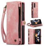 CASEME For Samsung Galaxy Z Fold4 Case 2-in-1 Detachable Magnetic Zipper Wallet Vegan Leather Flip Cover
