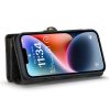 CASEME For iPhone 14 Plus Case 2-in-1 Detachable Magnetic Zipper Wallet Vegan Leather Flip Cover