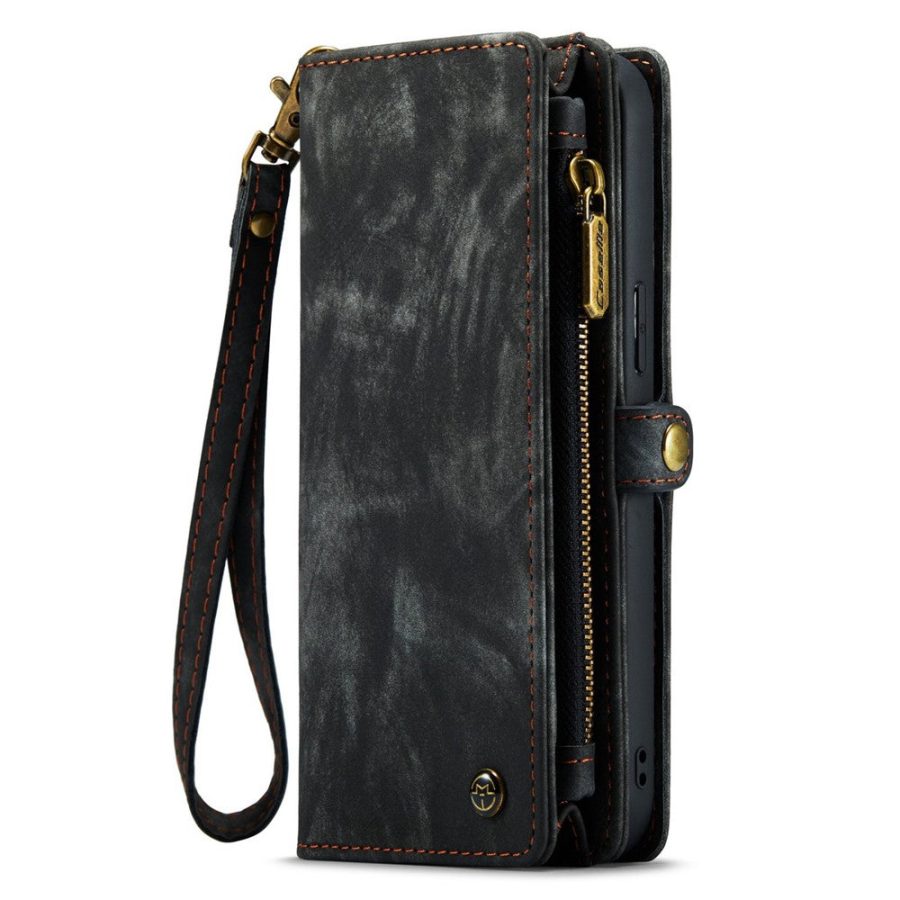 CASEME For iPhone 14 Plus Case 2-in-1 Detachable Magnetic Zipper Wallet Vegan Leather Flip Cover
