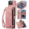 CASEME For iPhone 14 Plus Case 2-in-1 Detachable Magnetic Zipper Wallet Vegan Leather Flip Cover