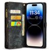 CASEME For iPhone 14 Pro Max Case 2-in-1 Detachable Magnetic Zipper Wallet Vegan Leather Flip Cover