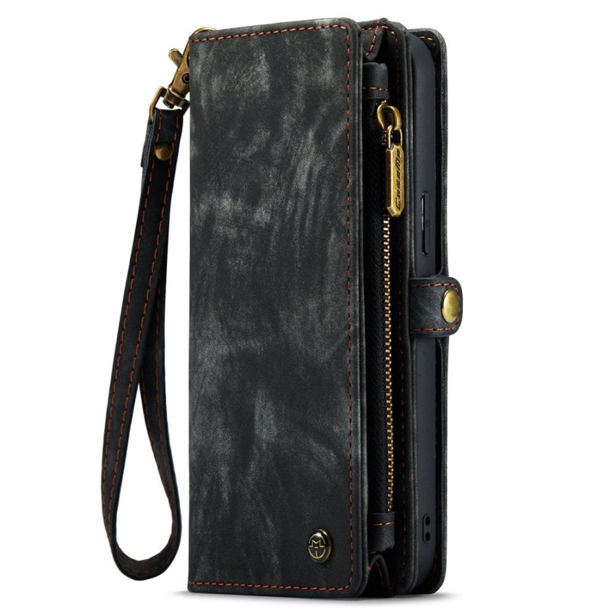 CASEME For iPhone 14 Pro Max Case 2-in-1 Detachable Magnetic Zipper Wallet Vegan Leather Flip Cover