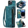 660114813A-1 CASEME For iPhone 14 Pro Case 2-in-1 Detachable Magnetic Zipper Wallet Vegan Leather Flip Cover