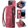 660114813B-1 CASEME For iPhone 14 Pro Case 2-in-1 Detachable Magnetic Zipper Wallet Vegan Leather Flip Cover