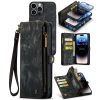 660114813E-1 CASEME For iPhone 14 Pro Case 2-in-1 Detachable Magnetic Zipper Wallet Vegan Leather Flip Cover