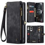 CASEME For Samsung Galaxy S25 Edge Case 2-in-1 Detachable Magnetic Zipper Wallet Vegan Leather Flip Cover