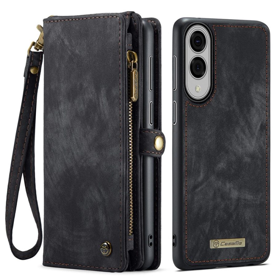 6601149632B-2 CASEME For Samsung Galaxy S25 Edge Case 2-in-1 Detachable Magnetic Zipper Wallet Vegan Leather Flip Cover