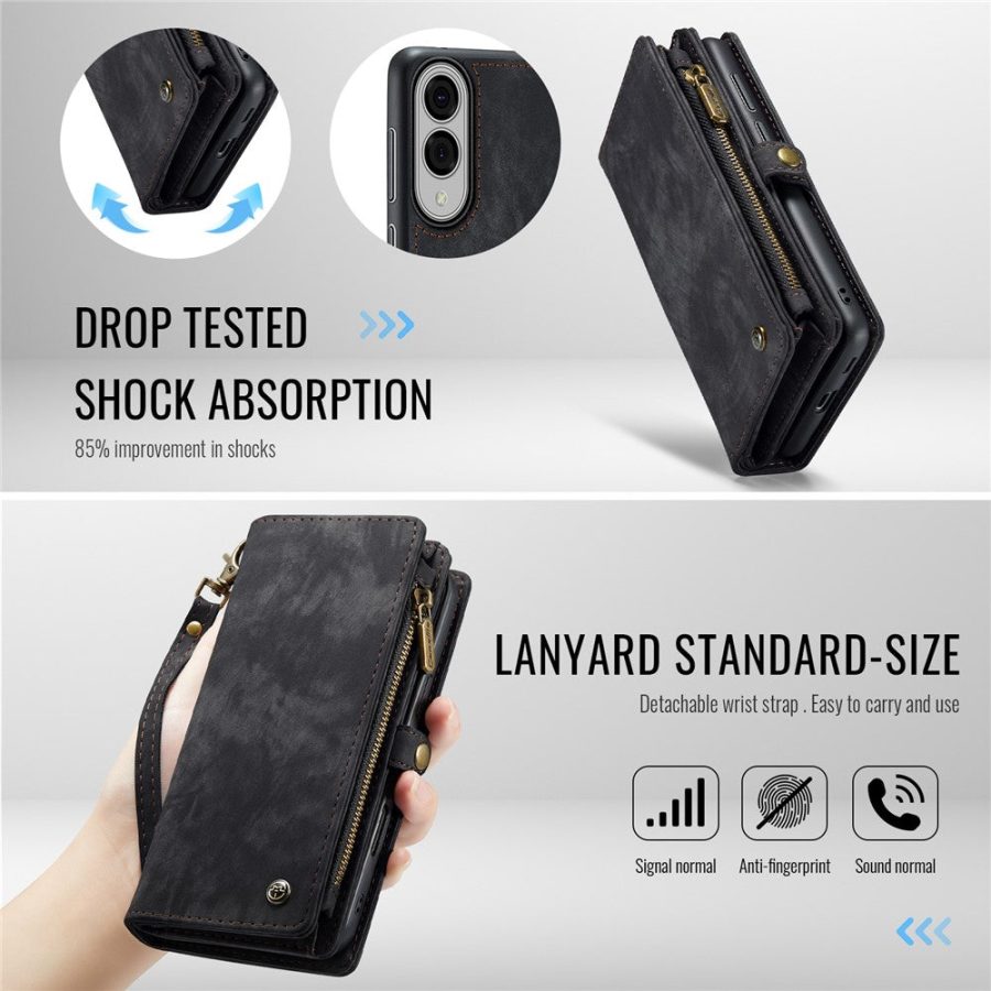 6601149632B-7 CASEME For Samsung Galaxy S25 Edge Case 2-in-1 Detachable Magnetic Zipper Wallet Vegan Leather Flip Cover