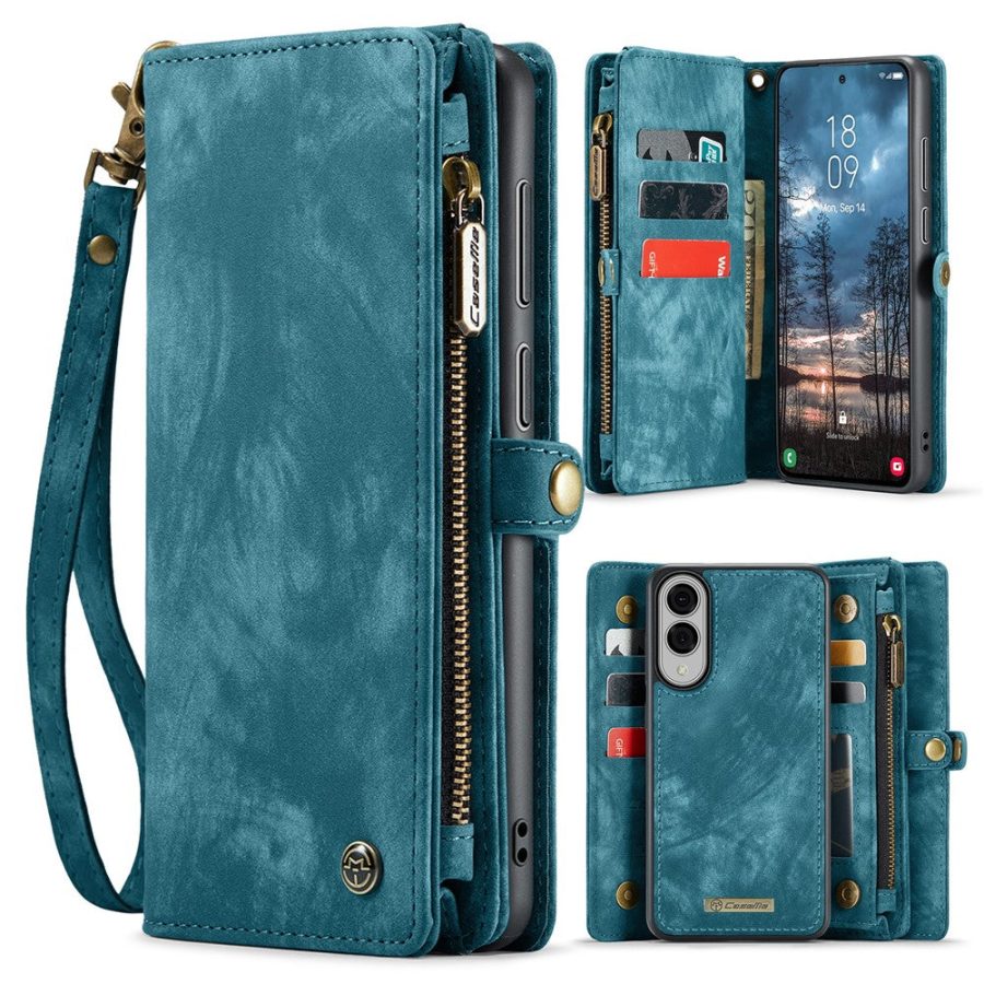 6601149632C-1 CASEME For Samsung Galaxy S25 Edge Case 2-in-1 Detachable Magnetic Zipper Wallet Vegan Leather Flip Cover