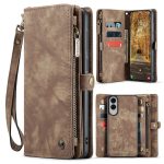 CASEME For Samsung Galaxy S25 Edge Case 2-in-1 Detachable Magnetic Zipper Wallet Vegan Leather Flip Cover